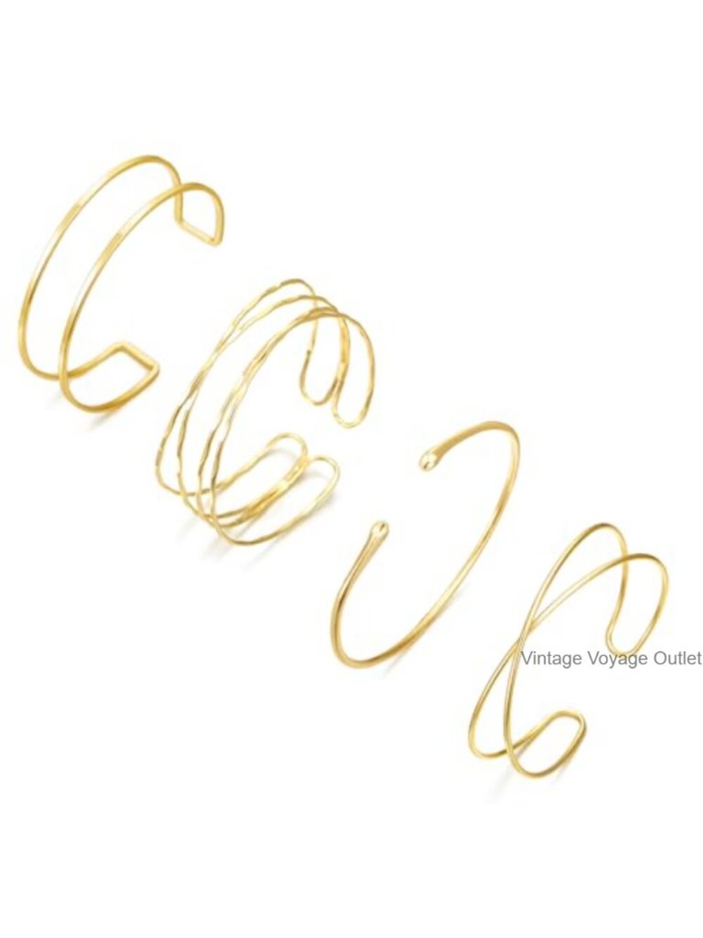 4PCS Gold Silver Upper Arm Cuff Jewelry Set for Women, Adjustable Alloy Arm